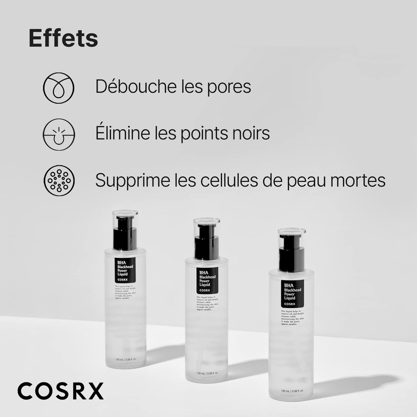 COSRX BHA 4% Liquide anti-points noirs, 100ml | Exfoliant + Hydratant | Exfoliation chimique liquide pour obtenir une peau nette et sans acné