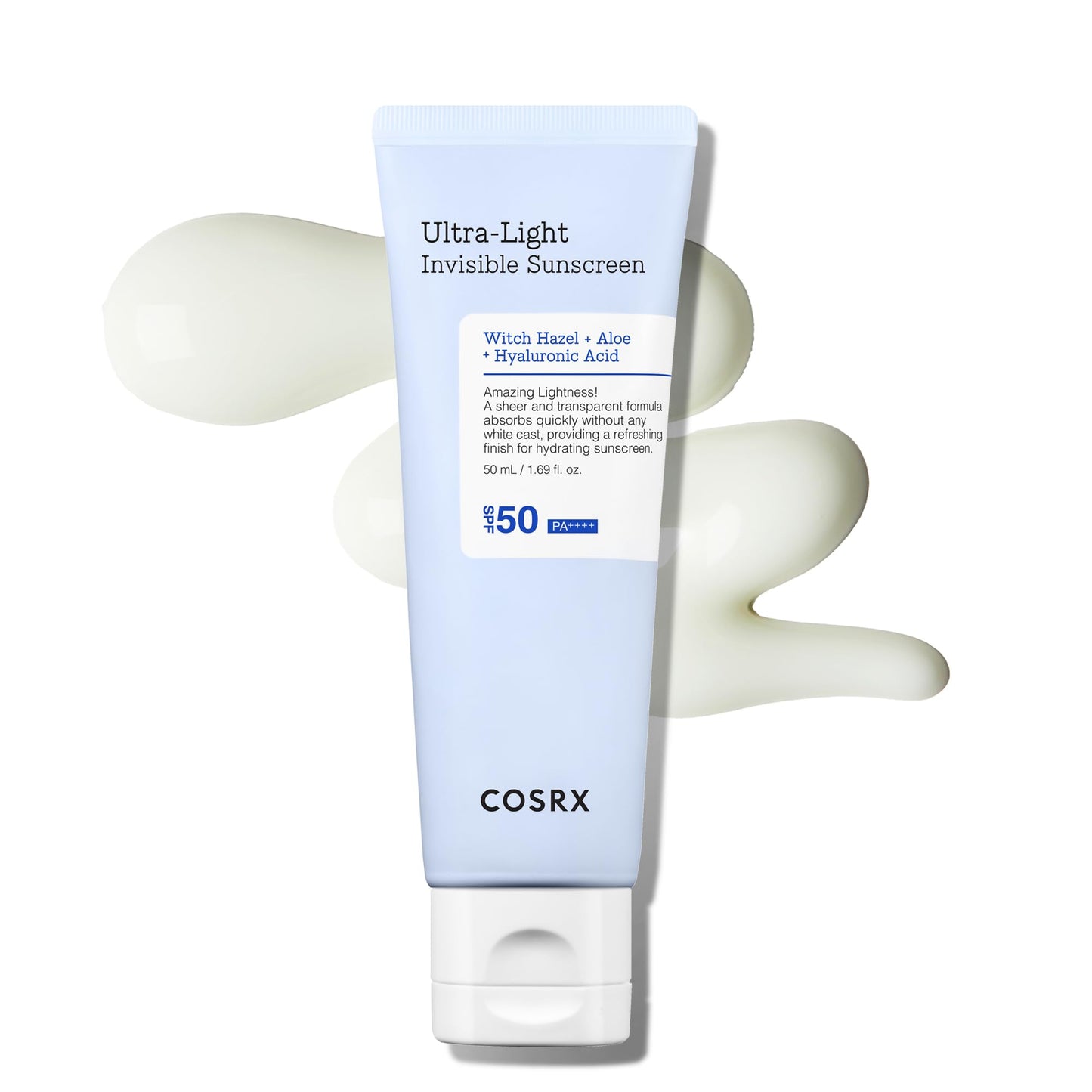 COSRX Ultraleichter unsichtbarer Sonnenschutz | LSF 50 PA++++, kein Weißstich-Sonnenschutzmittel, leicht und schnell einziehend, UV-Schutz, Feuchtigkeitsschub für trockene, sonnengeschädigte Haut.