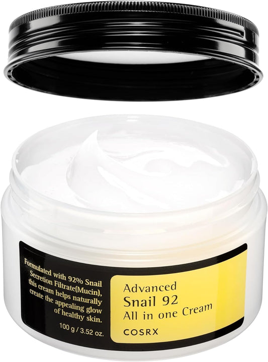 COSRX Advanced Snail 92 Crème tout-en-un, 3,53 oz/100 g | Sécrétion hydratante de mucine d'escargot filtrée à 92% | Crème hydratante pour le visage, hydratation longue durée, 100 g