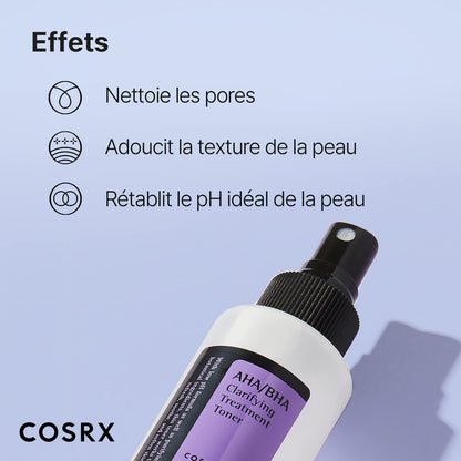 Cosrx AHA/BHA Clarifying Treatment Toner | Lotion Tonique Toner exfoliant pour le visage pour les points blancs, les pores et la peau inégale | 150 ml / 5,07 fl.oz